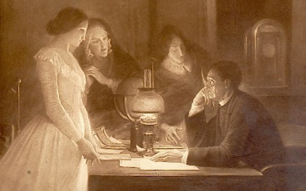 Auguste Comte et ses trois anges par Lionel Royer