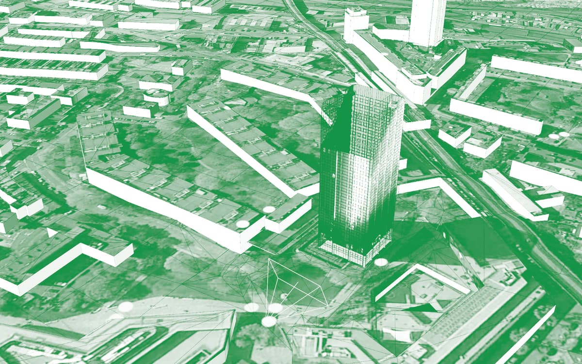 « Séquence d’une vidéo stabilisée et synchronisée avec le mouvement [motion tracked], projetée sur la maquette numérique de la Tour Grenfell. Le cadre pyramidal blanc indique l’emplacement de la caméra. » Image illustrative extraite de la publication The Grenfell Tower Fire, publiée le 21 mars 2018 par Forensic Architecture.