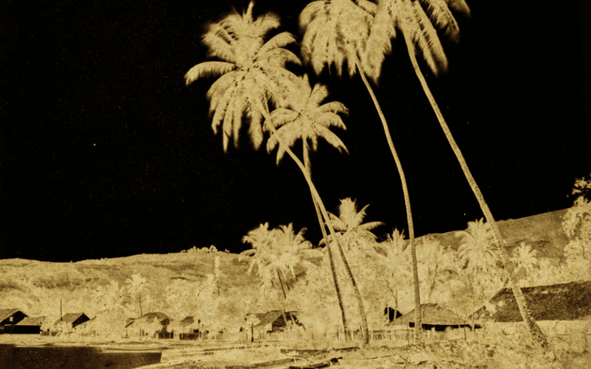 Gustave Viaud (1836-1865), Papeete, [Pape’ete], le bord de mer entre Fare Ute et la boulangerie militaire, Tahiti, Pape‘ete, 22 août 1860 © musée du quai Branly - Jacques Chirac