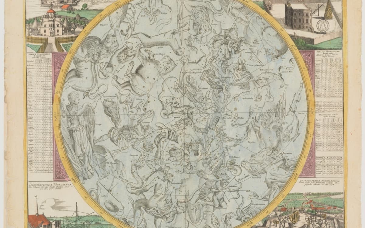 « Hemisphaerium Coeli Boreale... » [Voûte céleste de l'hémisphère Nord], par Johann Gabriel Doppelmayr et Jean-Baptiste Homann, 1730-1742. Gravure sur cuivre Archives Nationales, MAP/6JJ/94/C, pièce 62
