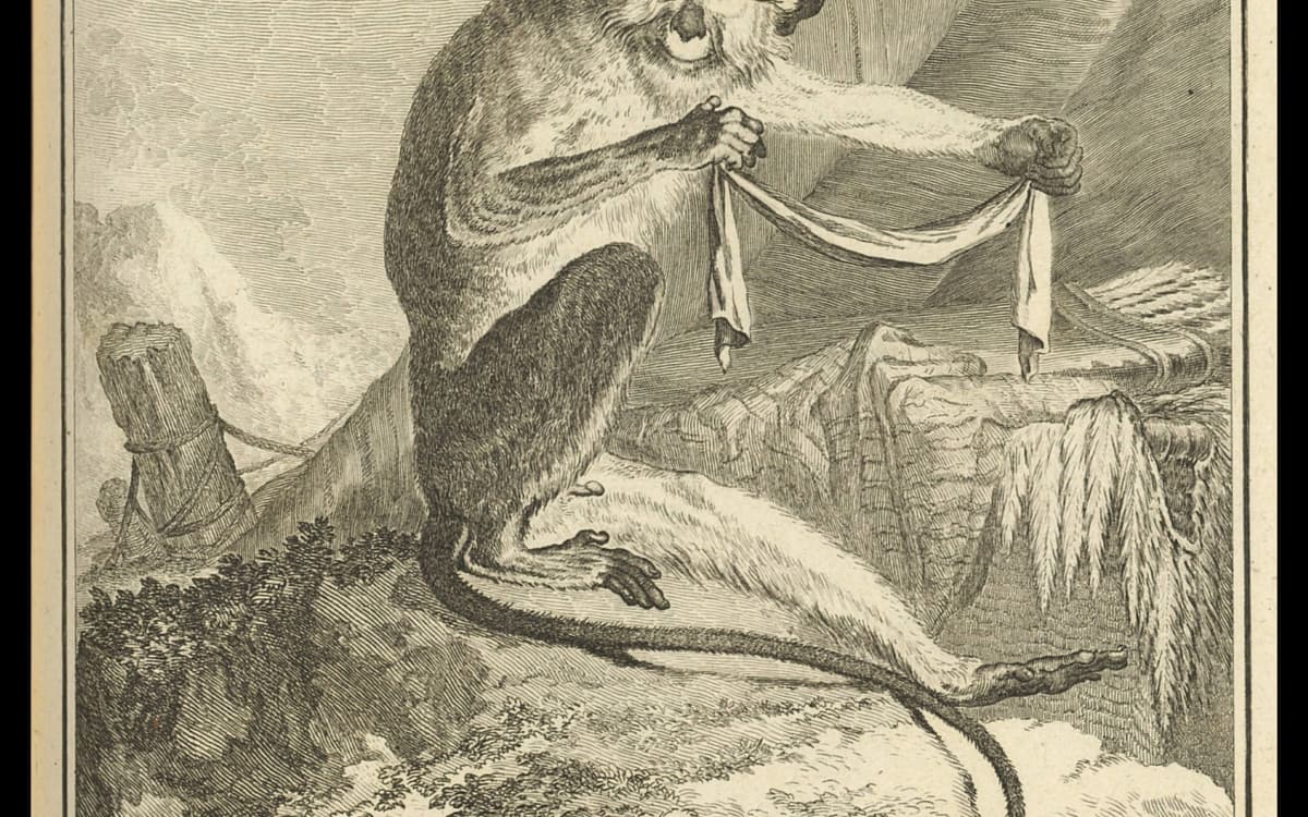 Talapoin (Miopithecus, animal originaire d’Afrique centrale) In Georges-Louis Leclerc, comte deBuffon, Histoire naturelle, générale et particulière, gravures de Jacquesde Sève, vol. 29, Paris, Imprimerie royale,1767, ATC1369 (VIII)